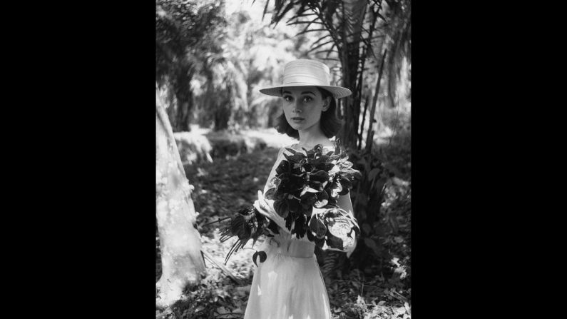 This photograph was taken in Central Africa while Hepburn shot the 1959 film "The Nun's Story." "Hepburn's strong connection with the role and her experiences at the time of filming foreshadowed her return to Africa decades later in her role as a UNICEF ambassador," Trompeteler wrote.