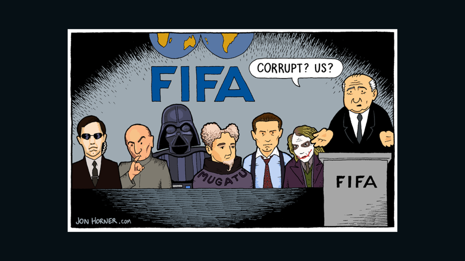 Cartoonist Jon Horner's interpretation of the FIFA scandal. 