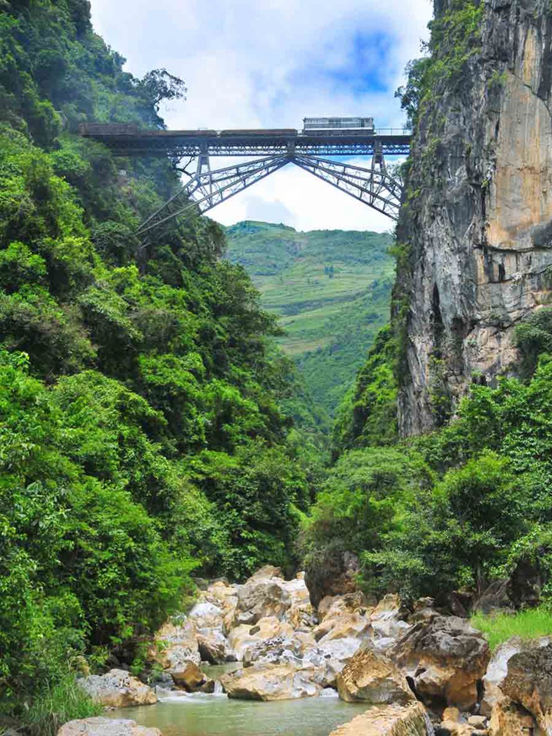 The narrow-gauge Kunming-Hekou Railway was built by a French-led concern from 1904-1910. 