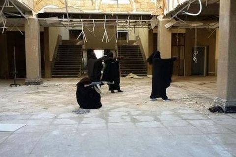 ISD says Zahra Hallane also posted this photo of masked women practicing "self-defence". Photo supplied to CNN by ISD.