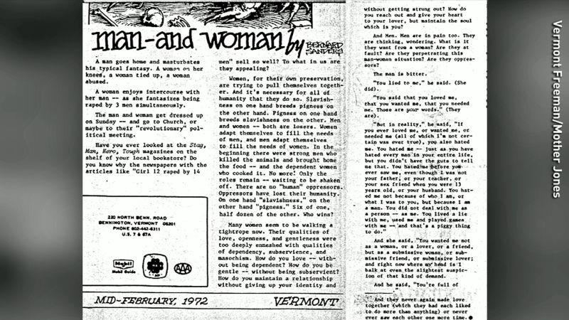 Bernie Sanders wrote about rape fantasies in 1970s