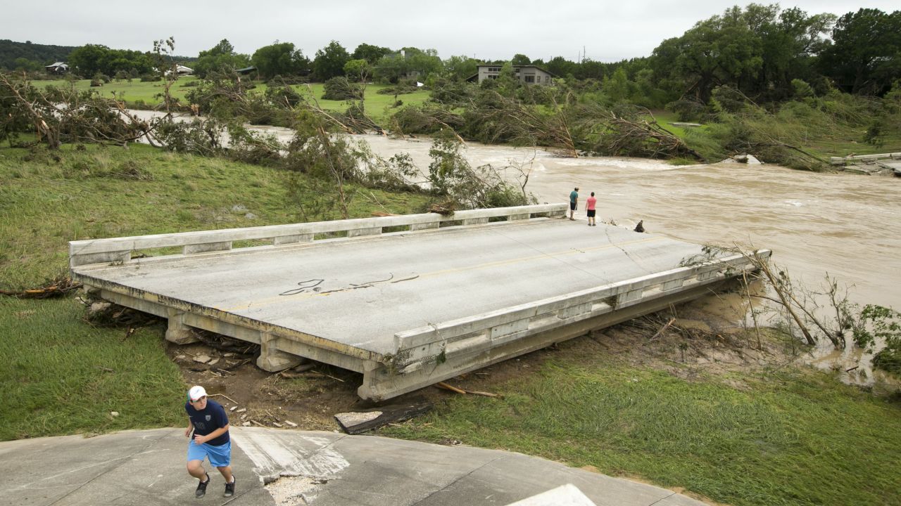 The Fischer Store Road Bridge was destroyed in <a href="http://www.cnn.com/2015/05/24/us/gallery/texas-oklahoma-flash-flood/index.html" target="_blank">flooding</a> Sunday, May 24, near Wimberley, Texas.