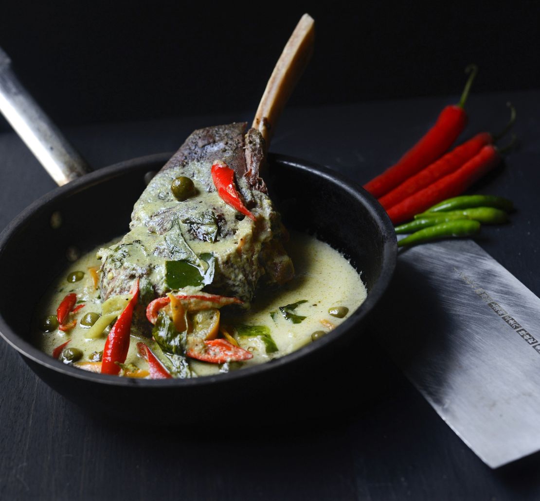 Benjarong's 72-hour slow-cooked beef ribs in aromatic green curry. 