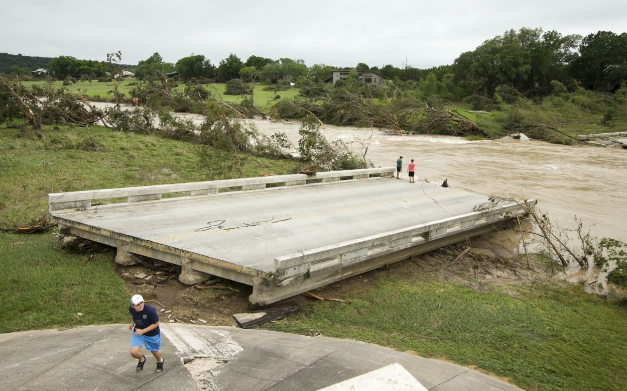 The Fischer Store Road Bridge near Wimberley was destroyed in flooding on May 24.