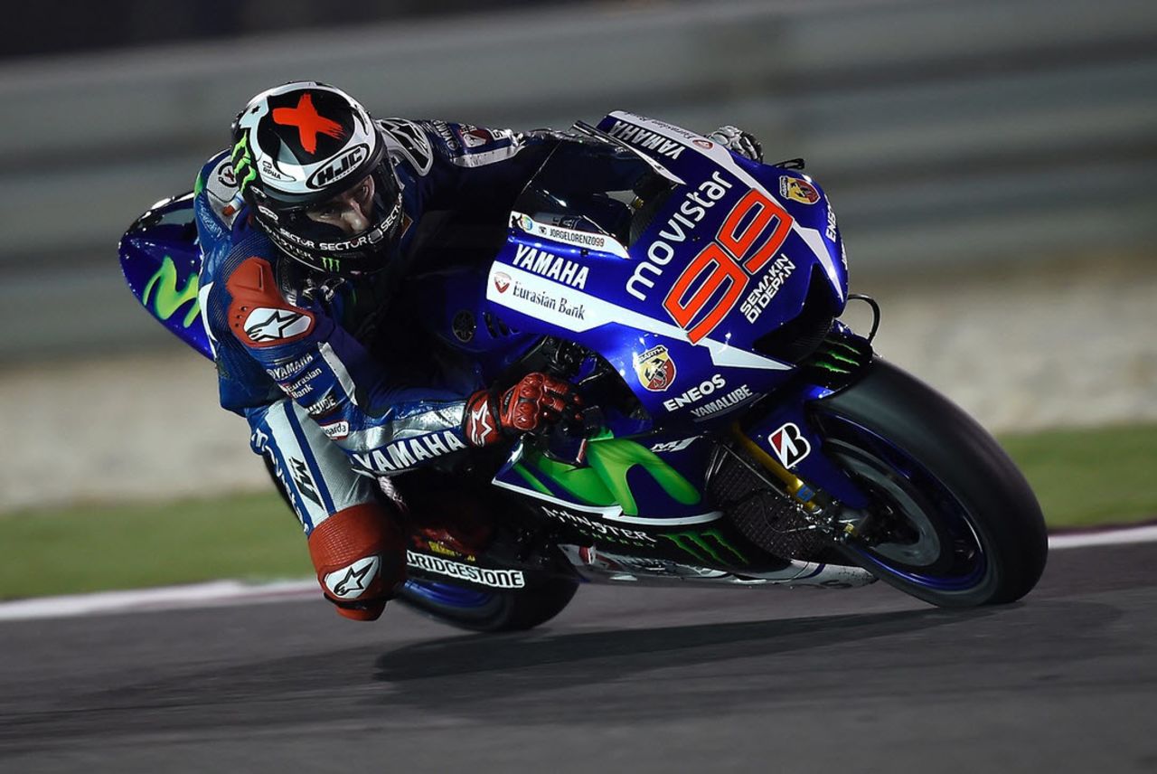 Lorenzo takes a corner during the Grand Prix of Qatar in Doha -- the first race of the season -- in which he finished fourth.