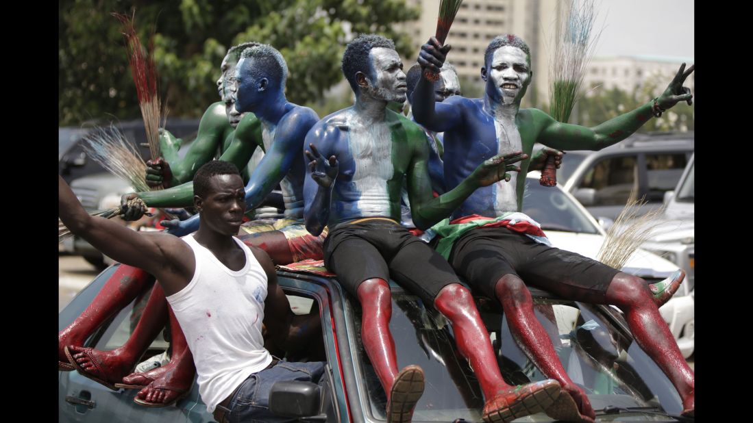 Buhari supporters celebrate after his inauguration on May 29.