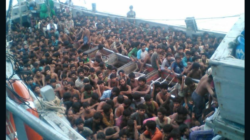 The Myanmar Navy intercepted a boat carrying 727 Bangadeshi asylum seekers. There were 680 men, 74 women and 45 children onboard.