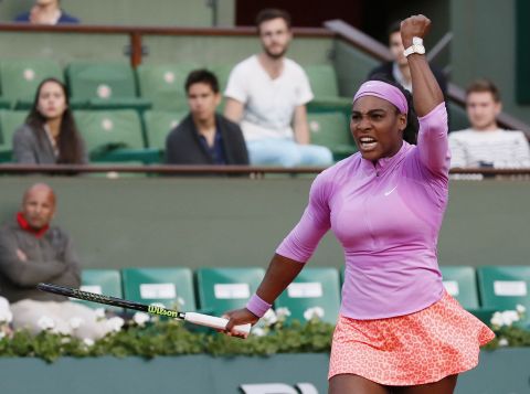 A fired up Serena Williams celebrates her late evening victory over Victoria Azarenka of Belarus.  