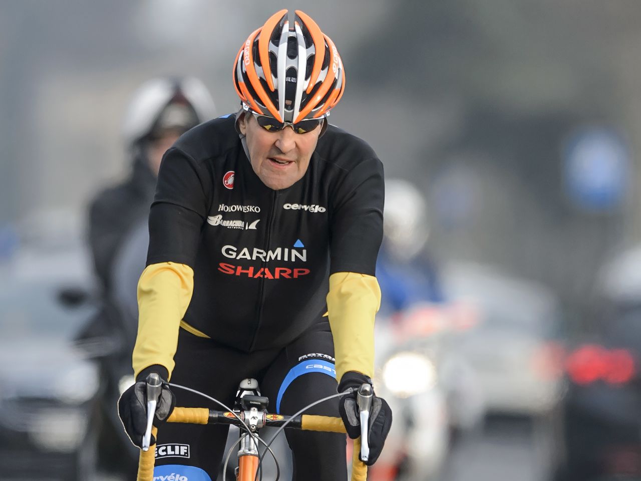 Kerry rides his bike on March 16, during a break in talks  in Lausanne, Switzerland, about Iran's nuclear program.