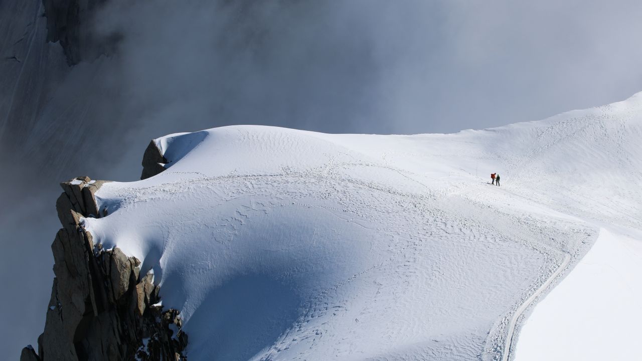 The massive size of the interactive photo allows viewers to zoom way in to spot tiny details, such as these two mountaineers in the snow.