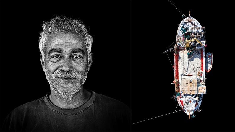 Fisherman Panayiotis Visadakis and his boat, Ypapanti