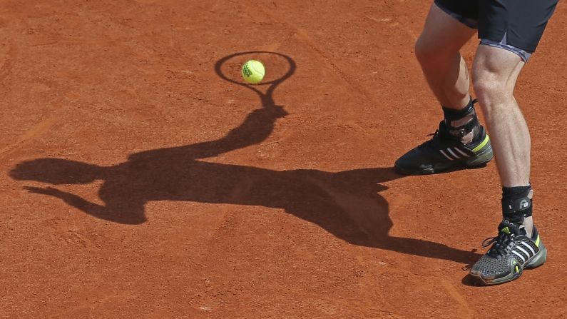 Andy Murray returns a shot while playing Nick Kyrgios in the third round of the French Open on Saturday, May 30. Murray won the match in straight sets.