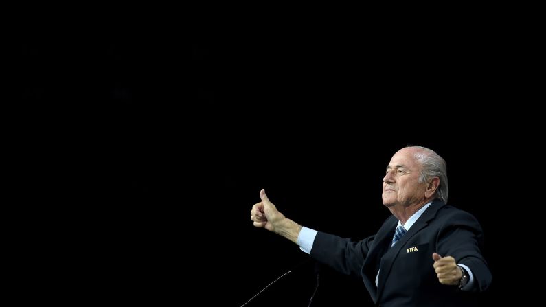 Sepp Blatter celebrates after being re-elected as FIFA president on Friday, May 29. <a href="index.php?page=&url=http%3A%2F%2Fwww.cnn.com%2F2015%2F05%2F29%2Ffootball%2Ffifa-congress-corruption-case-blatter-election%2Findex.html" target="_blank">He won a fifth term</a> despite a week marked by arrests, investigations in the United States and Switzerland, and questions about whether he was the right man to rebuild the reputation of soccer's governing body. Four days later, he announced that <a href="index.php?page=&url=http%3A%2F%2Fwww.cnn.com%2F2015%2F06%2F02%2Ffootball%2Ffifa-sepp-blatter-presidency-successor-election%2Findex.html" target="_blank">he would be stepping down</a> from the post.