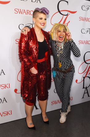 Heading the CDFA's red carpet coverage, was host Kelly Osborne. The entertainer and fashion designer later presented Betsey Johnson with a Lifetime Achievement Award.<br />Johnson (pictured right) might be 72, but that doesn't stop the effervescent designer from doing cartwheels at the end of her shows.<br />