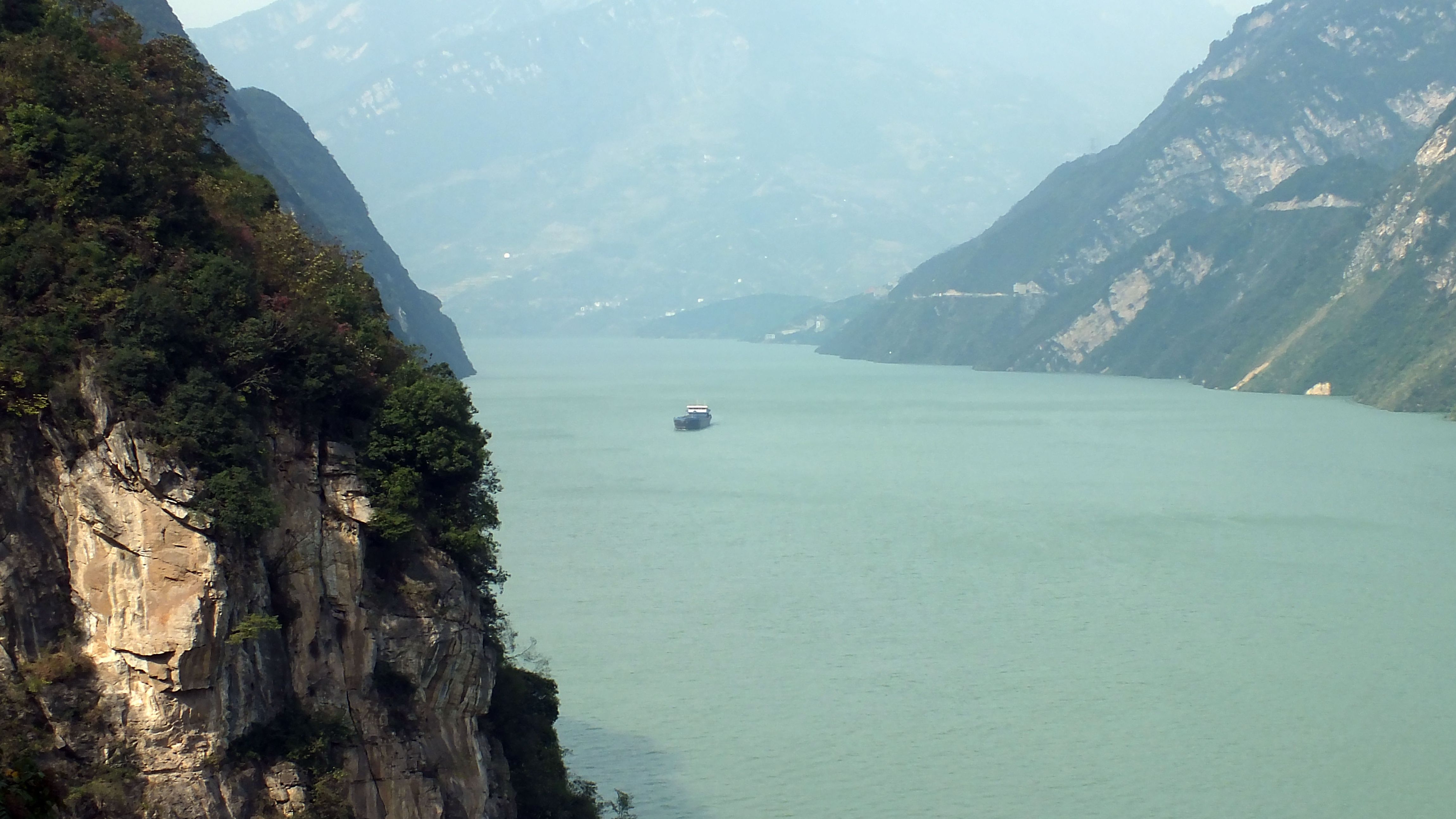 A boat on the Three Gorges reservoir area in Yichang, central China's Hubei province.