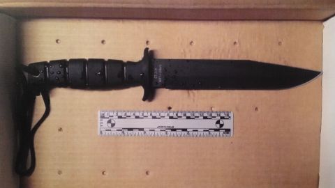 Police released this image of military knife Usaama Rahim allegedly waved at officers before he was fatally shot Tuesday.  	