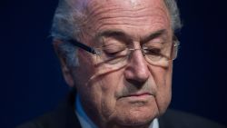 FIFA President Sepp Blatter looks down during a press conference at the headquarters of the world's football governing body in Zurich on June 2, 2015.