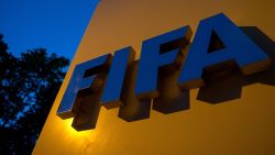 ZURICH, SWITZERLAND - JUNE 02: A FIFA logo sits on a sign at the FIFA headquarters on June 2, 2015 in Zurich, Switzerland. Joseph S. Blatter resigned as president of FIFA. The 79-year-old Swiss official, FIFA president for 17 years said a special congress would be called to elect a successor. (Photo by Philipp Schmidli/Getty Images)