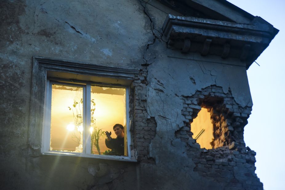 Shelling between Ukrainian troops and pro-Russian rebels leaves damage in Donetsk, Ukraine, on Monday, June 1. 
