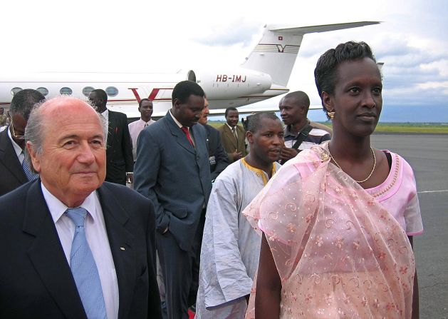 Three women currently sit on FIFA's Executive Committee -- Bien-Aime, Australian Moya Dodd and Burundi's Lydia Nsekera (pictured with Blatter).