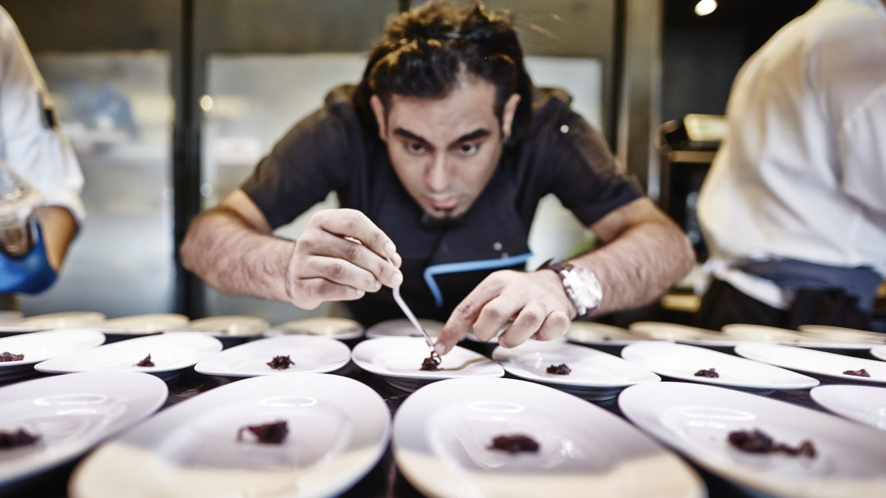 Chef Gaggan Anand plates food at his eponymous Bangkok restaurant, Gaggan, which grabbed 10th spot at this month's "World's Best Restaurant Awards." 