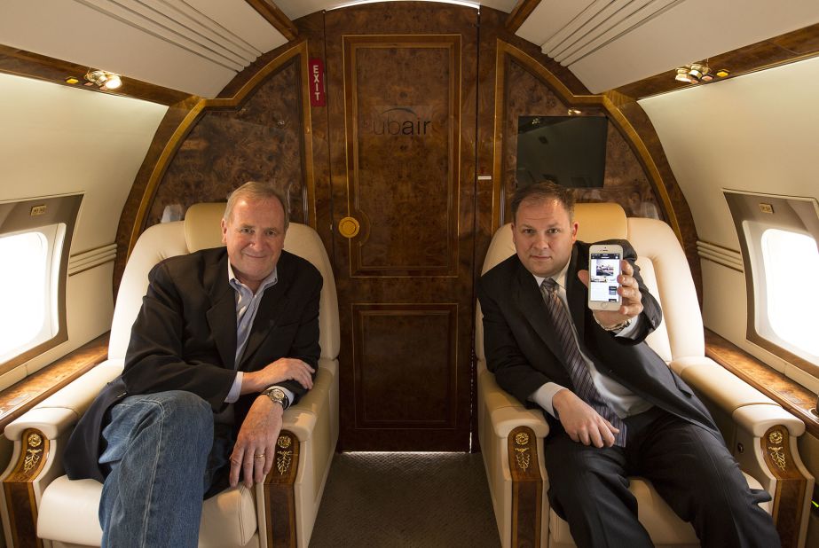 Co-founders of Ubair, Justin Sullivan and David Tait (ex-Virgin Atlantic), aboard one of their fleet. Catering to the full spectrum of business charters, the company offers everything from Cessnas to Gulfstream IVs.