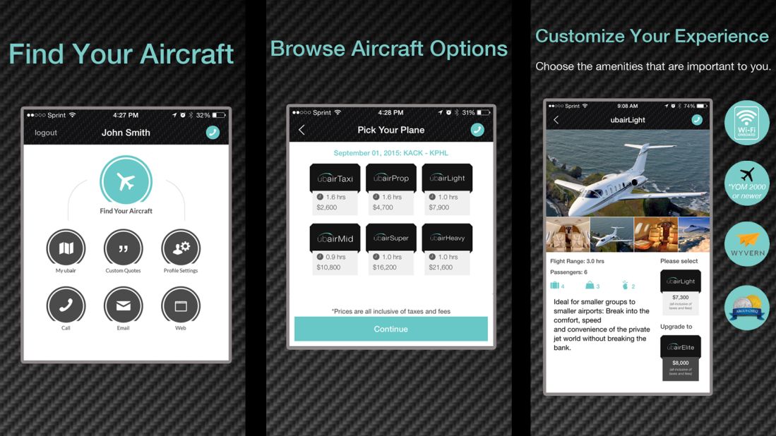Like Jetsmarter and Victor, Ubair utilizes an app that customers can use to customize their flying experience.