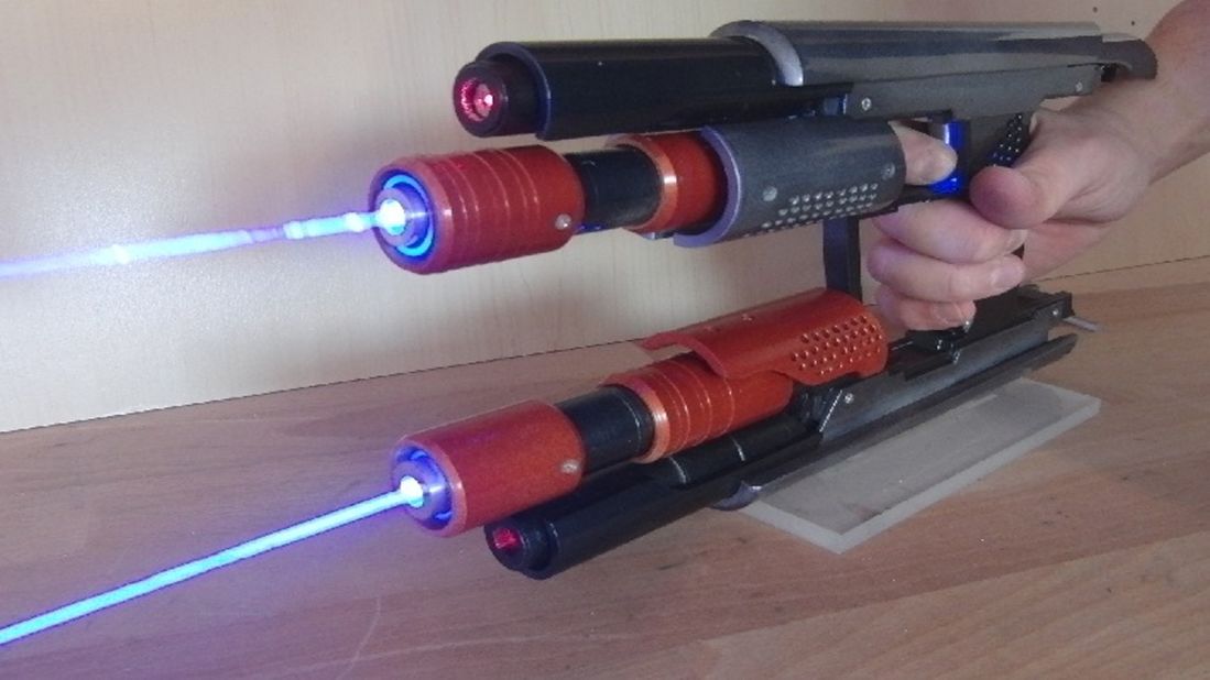 The dual-laser gun was borne from the 2014 release of Marvel's "Guardians of the Galaxy -- The Universal Weapon". 