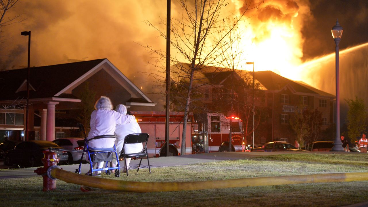 Residents of the Marshall Square Retirement Resort watch it go up in flames Tuesday, June 2, in Evans, Georgia. One person was killed in the fire, <a href="http://newstimes.augusta.com/latest-news/2015-06-02/fire-destroys-marshall-square-retirement-community-in-evans" target="_blank" target="_blank">according to the Columbia County News-Times.</a>