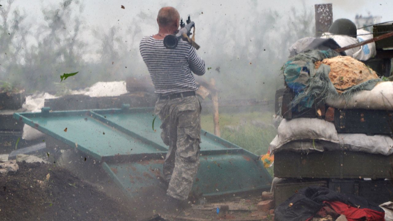 A Ukrainian serviceman fires a weapon while fighting pro-Russian separatists near Donetsk, Ukraine, on Saturday, May 30. <a href="http://www.cnn.com/2015/01/23/world/gallery/ukraine-crisis-2015/index.html" target="_blank">Fighting continues in eastern Ukraine</a> despite a fragile ceasefire agreed upon in February. More than 6,400 people have been killed in the conflict since April 2014, the United Nations says.