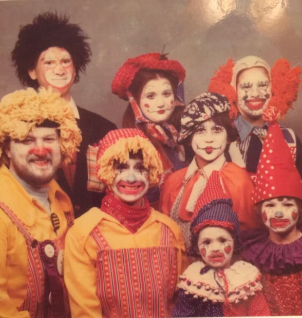Even for the wild '70s, this family portrait from Ohio is unusual. "My mom was a theater  major before she and my father married," said<a href="http://ireport.cnn.com/docs/DOC-1241309"> Frank James</a>. "She would dress up as Mrs. Santa, an Indian Princess, the Easter Bunny and other holiday characters and come to our grade school to entertain.  She decided to put together a "family clown skit."   We would go to churches, fairs, and holiday parties and entertain with our skit and playing our instruments." 