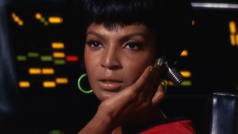 Nichelle Nichols played Lt. Uhura, the communications officer on the Starship Enterprise, in the original "Star Trek" TV series and films. In the recent movie reboots, her role was played by Zoe Saldana. 