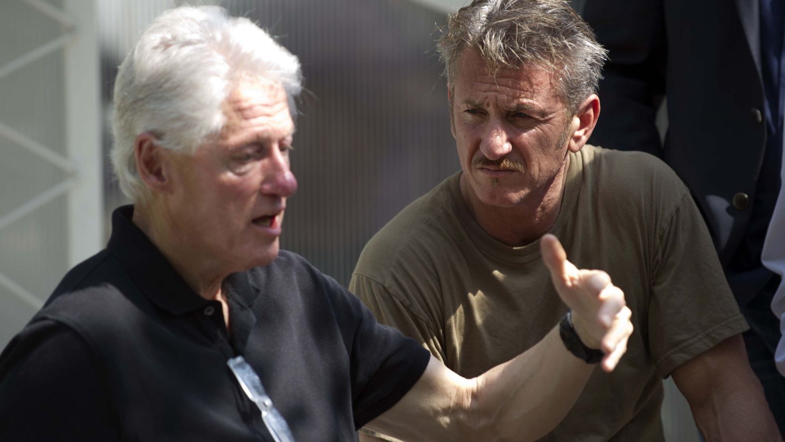 Clinton and actor Sean Penn visit a cholera treatment center in Port-au-Prince, Haiti, in February 2015.