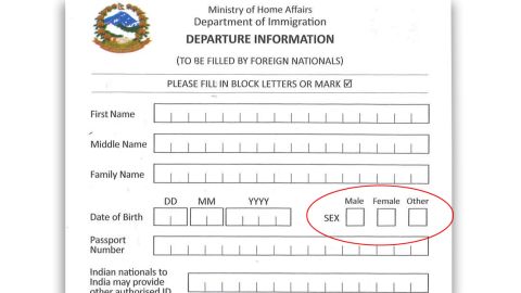 Nepal allows people to identify themselves as a third gender on its immigration forms.