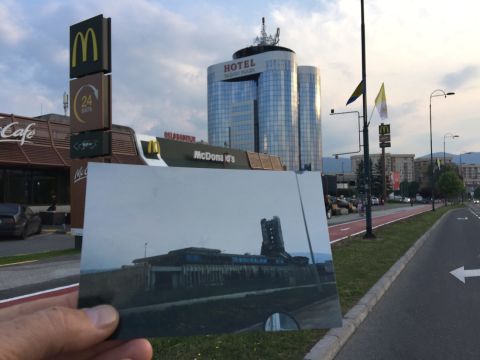 This hotel and a branch of fast food chain McDonald's have been built alongside Sarajevo's "Sniper Alley" -- CNN camerawoman Margaret Moth was shot and seriously wounded nearby.