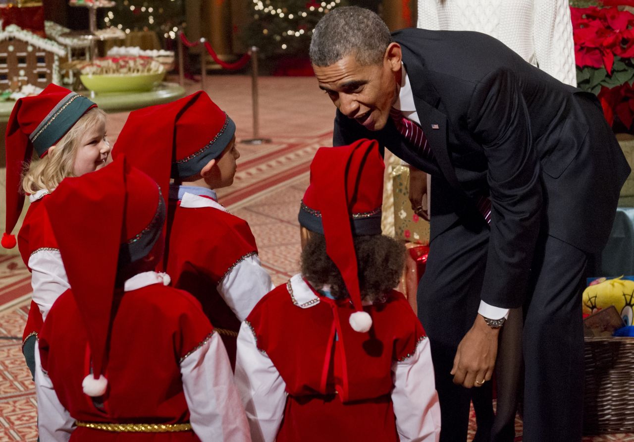 Obama speaks with children at Children's National Medical Center in December 2013.