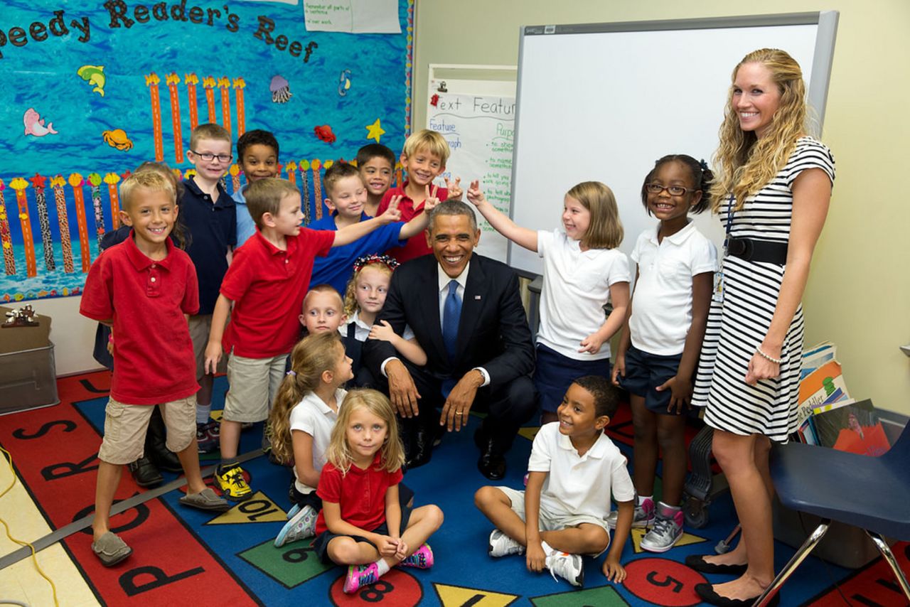 " 'Don't make rabbit ears,' Obama told this group of students at an elementary school at MacDill Air Force Base in Tampa, Florida," Souza recalled. So, of course, some couldn't resist.