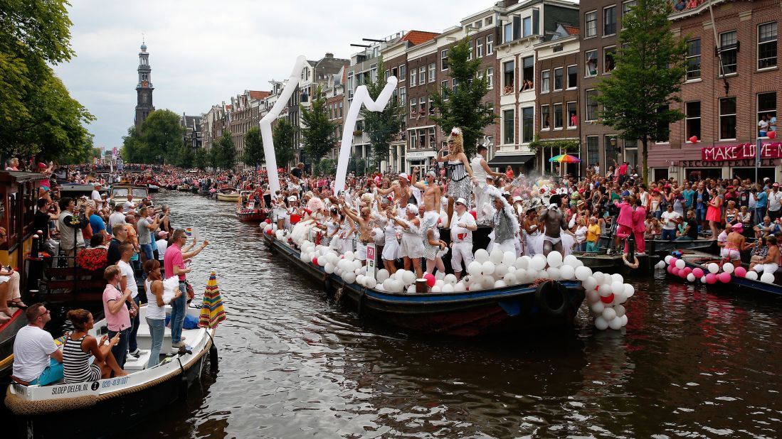 Supporters of gay rights attend the annual canal parade -- a Gay Pride Week event -- in Amsterdam, Netherlands, in August, 2014. 