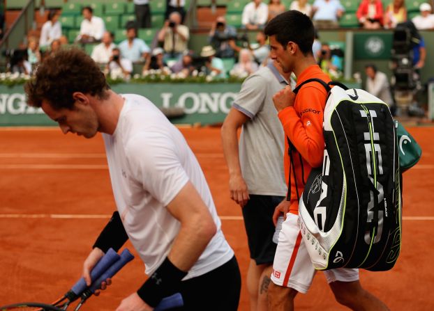 They were eventually forced off because a storm was on the way, causing bad light. Djokovic led 6-3 6-3 5-7 3-3.