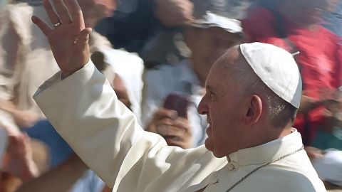 Pope Francis gives his blessing to thousands upon his arrival in Sarajevo.