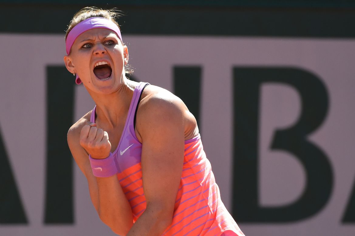 Lucie Safarova screams after winning a point in the 2015 French Open final. The Czech broke Williams to go 2-0 up early in the deciding set.