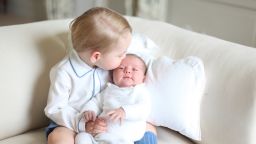 Princess Charlotte is seen with her big brother, Prince George, for the first time in a new photo released by Kensington Palace on Saturday, June 6.