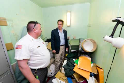 Gov. Andrew Cuomo, shown during a tour of the prison, said of the escapees: "These are dangerous people. They are nothing to be trifled with."