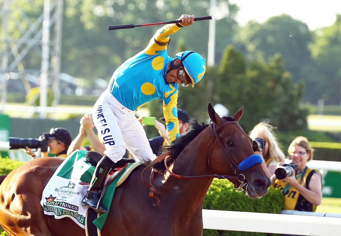 Kentucky Derby and Preakness Stakes winner American Pharoah wins the 147th running of the Belmont Stakes on Saturday, June 6, in New York to become the first horse to win <a href="http://www.cnn.com/2012/06/07/worldsport/gallery/triple-crown-winners/index.html" target="_blank">the Triple Crown since Affirmed did so in 1978</a>.