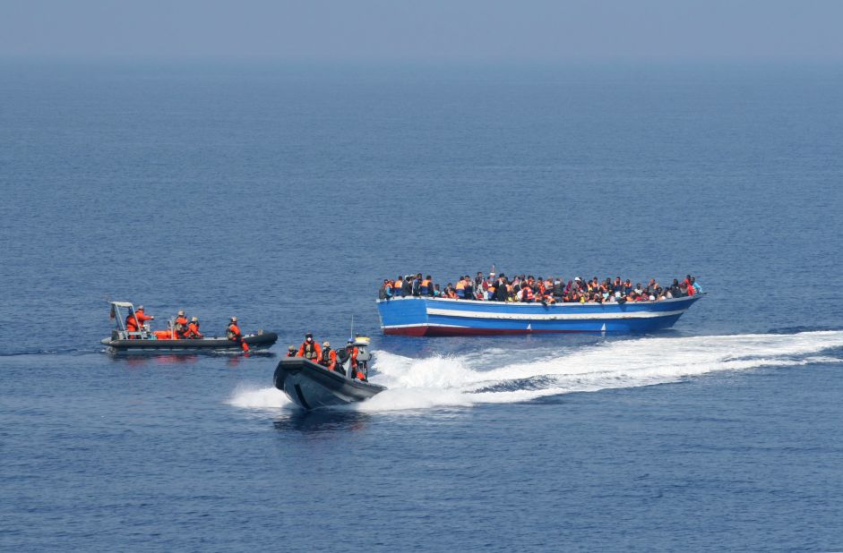German soldiers from the Hessen rescue refugees in the Mediterranean on June 6. 