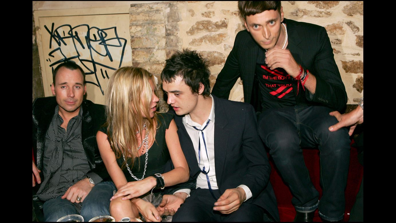 Moss' turbulent, on-and-off relationship with musician Pete Doherty regularly captured headlines in the British press for all the wrong reasons. The couple is seen here in 2006.