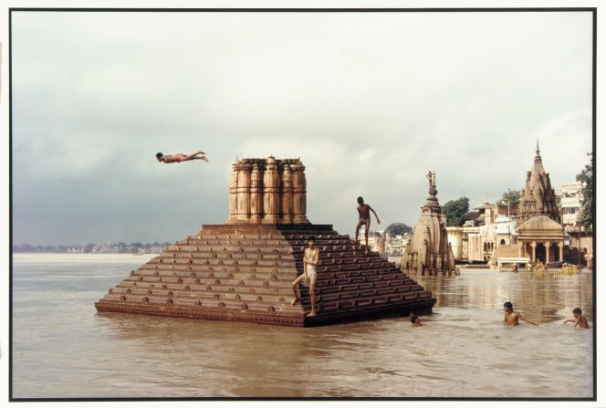 At first glance, this young man appears to be flying through air. <br />In fact, he is one of a number of swimmers elegantly diving from the Scindia Ghat temple, partially submerged in the Ganges River, in Varansi, India.<br />Taken in 1985 by photographer Raghubir Singh, it is one of many fascinating images  on display as part of the Smithsonian Institute's Museums of Asian Art, the <a href="http://www.asia.si.edu/" target="_blank" target="_blank">Freer and Sackler Galleries' </a>recent exhibition "The Traveler's Eye: Scenes of Asia." 