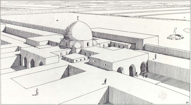 This image, from archeologist Ernst Herzfeld, depicts the Palace of the Caliph, during the excavation of the ancient Iraqi city of Samarra, between 1911 and 1913.<br />"This excavation was the first of its kind to perform a large-scale archaeological survey of Islamic antiquities," says the gallery.