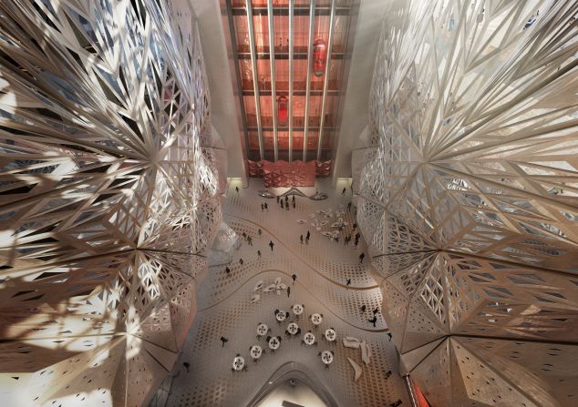 A sketch of the lobby at the City of Dreams Hotel Tower.