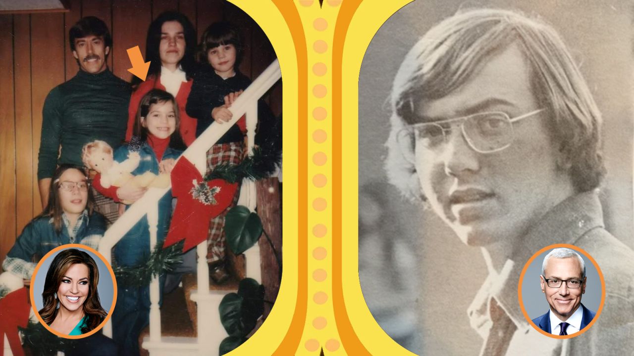 Left: HLN anchor Robin Meade poses for a portrait with her family. Right: HLN host Drew Pinsky sports a much larger pair of glasses..
